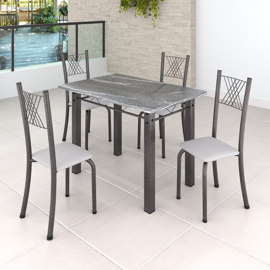 Conjunto Sala de Jantar Mesa Tampo de Granito com 4 Cadeiras Topázio Sara Yescasa