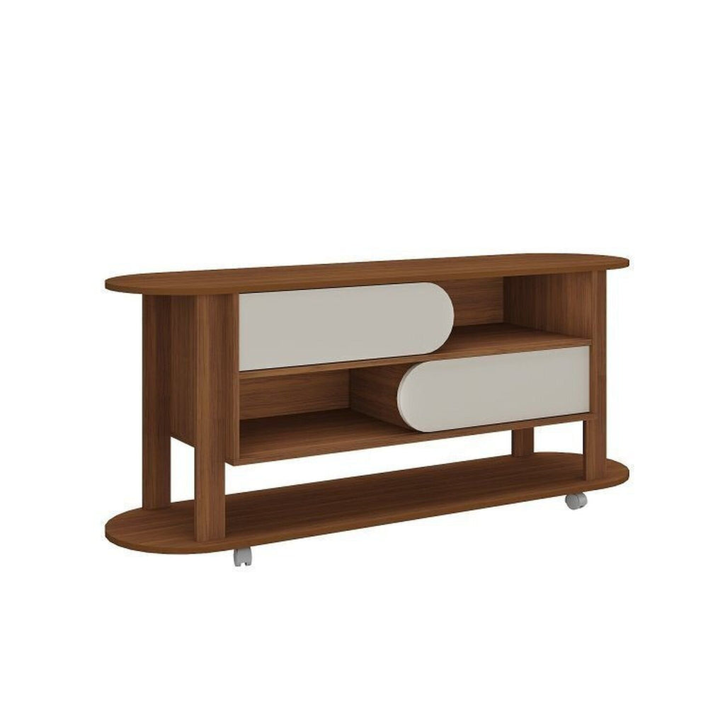 Kit Sala de Estar Rack Mesa Centro e Apoio Mundi Andes Espresso Móveis Cedro/Off White