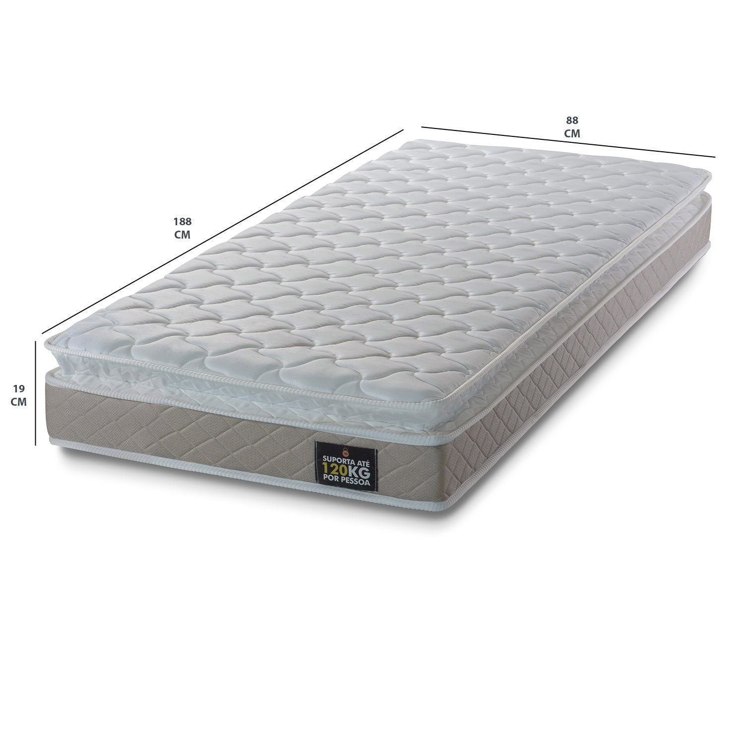 Colchão Solteiro Espuma D33 One Face Millenium Hellen Bege Branco 88x188x19cm