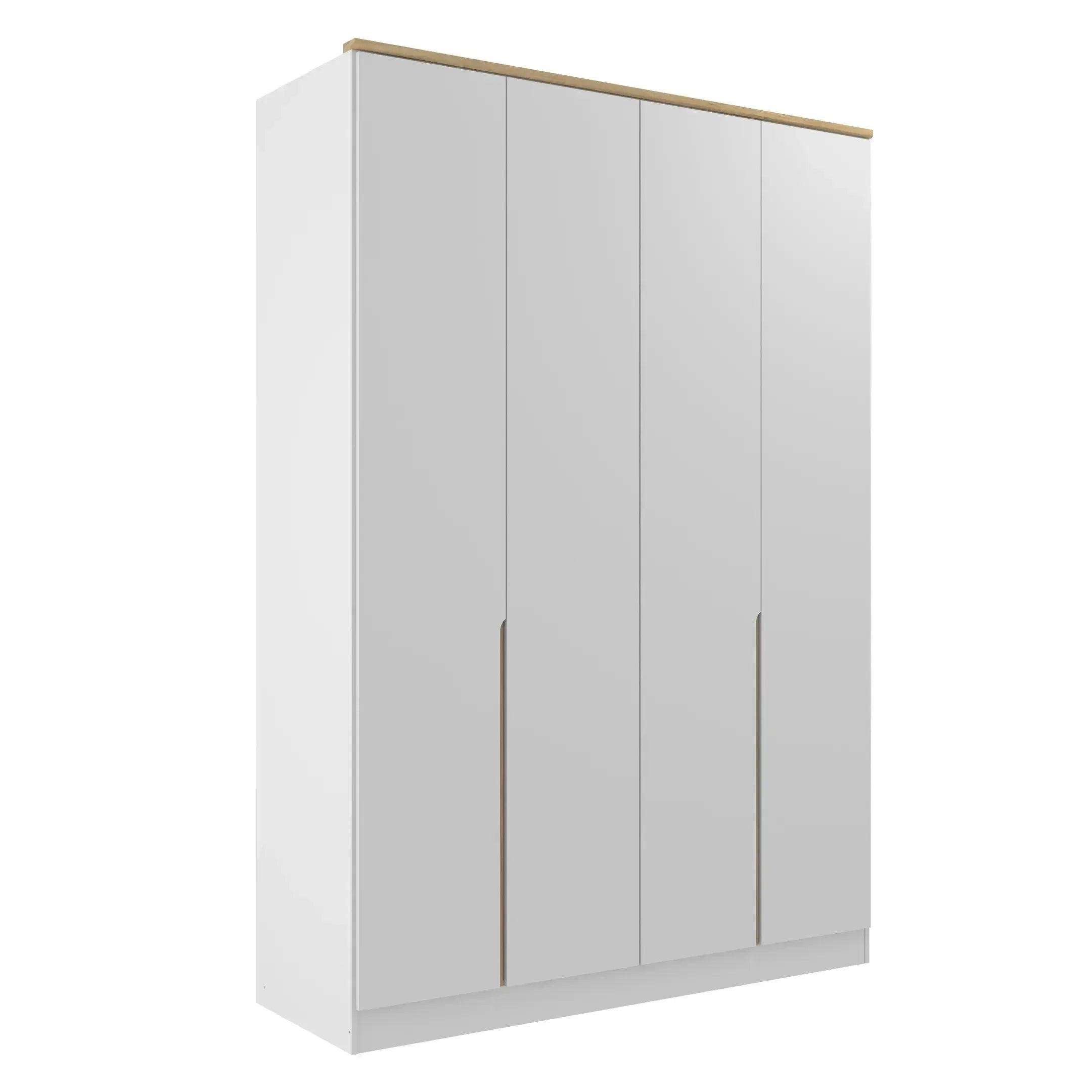Guarda-Roupa Casal 4 Portas 2 Gavetas Logan Yescasa 100% MDF Branco/Olmo Italiano
