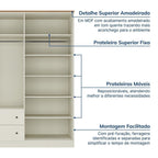 Guarda-Roupa Casal 4 Portas 2 Gavetas Ananda CabeCasa 100% MDF Bege/Offwhite