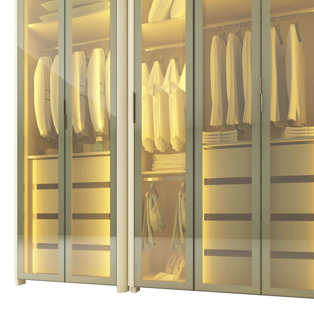 Guarda-Roupa Modulado Reflecta Innova 8 Portas 341,4cm x 240cm Mod 012 100% MDF Bege/Off White