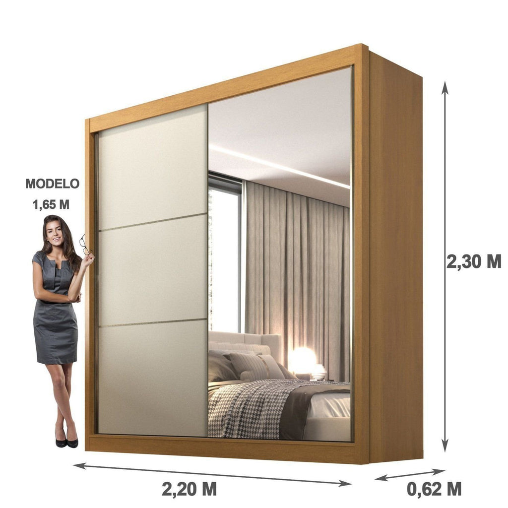Guarda-Roupa Casal 2 Portas 6 Gavetas D Doro Coliseu 100% MDF Marrom/Cinamomo/Off White