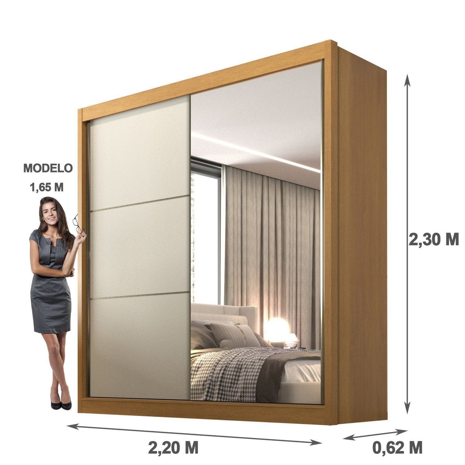 Guarda-Roupa Casal Coliseu 2 Portas 6 Gavetas 100% MDF D Doro