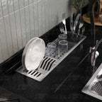 Canal Úmido Organizador Calha de Cozinha em Aço Inox 304 C/3 Módulos e Tampa Tubrax UAC0003-NT