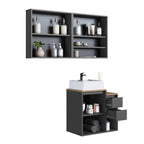 Conjunto para Banheiro Modulado 120cm 3 Peças Gabinete Suspenso com Cuba Bahamas Art in Móveis Grafite