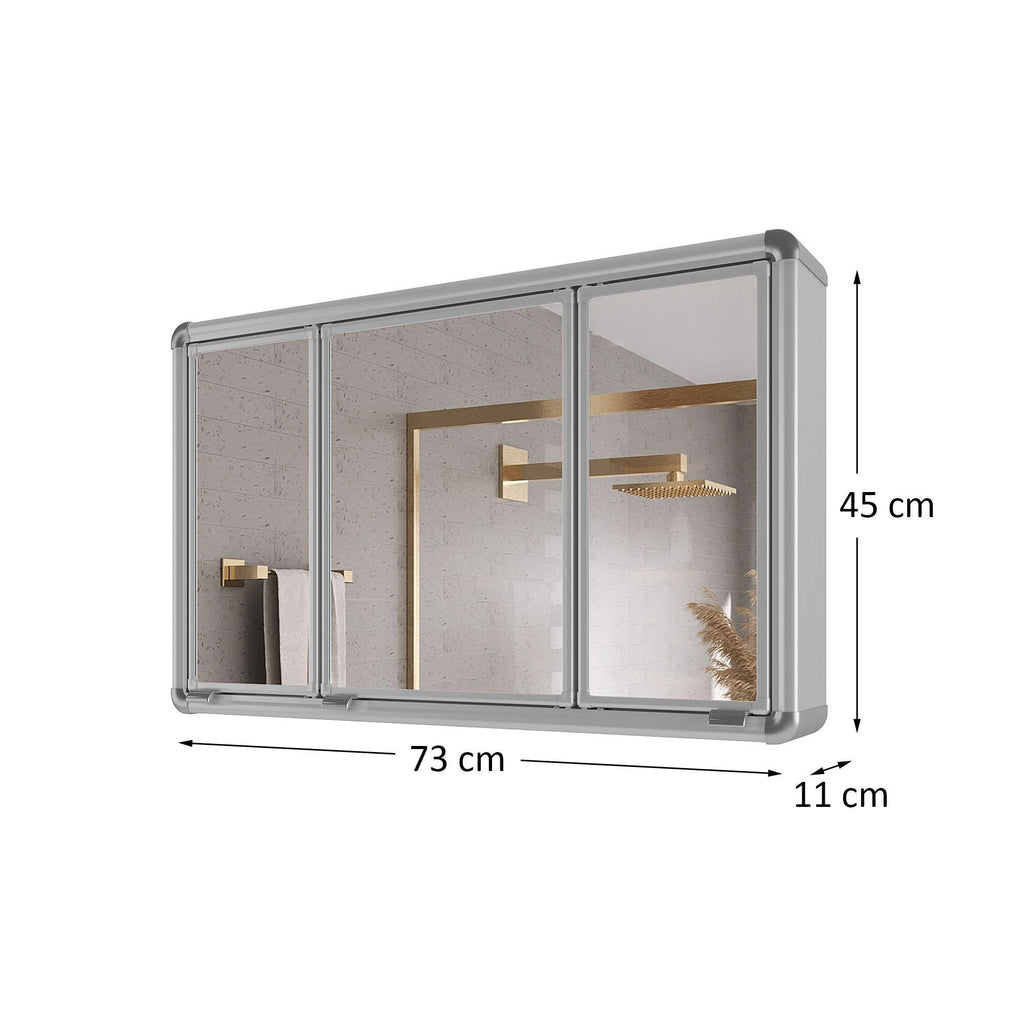 Espelheira para Banheiro 3 Portas em Alumínio Astra 73cmX45cm Plus