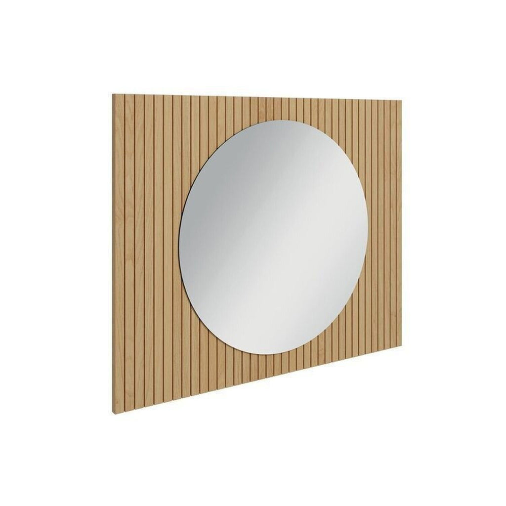 Conjunto para Banheiro Bancada Porcelanato Cuba Esculpida Armário Espelho Ripy Bumi 100cm Amarelo/Wood