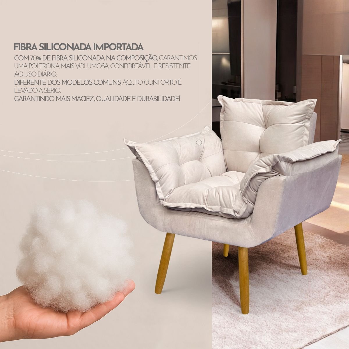 Kit Namoradeira 2 Poltronas e 2 Puffs para Sala Recepção Manicure Consultório Alice Suede