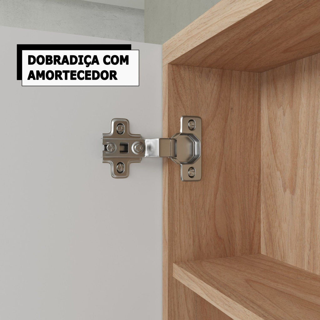 Conjunto para Banheiro Gabinete com Pés Cuba e Espelheira Madri Móveis Bosi 80cm Branco/Tauari