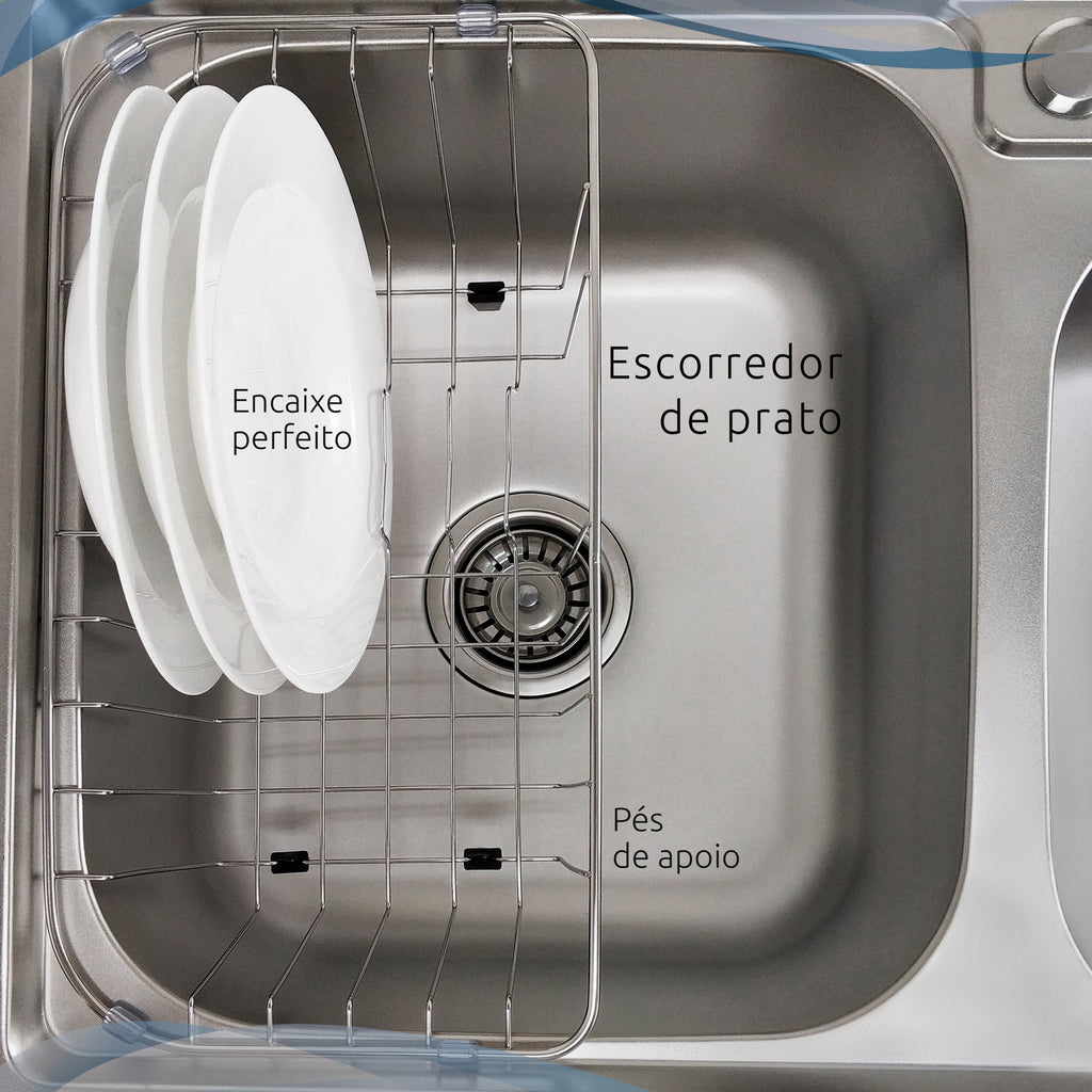 Cuba Dupla Cozinha Gourmet Aço Inox Luxo com Lixeira e Acessórios Tubrax CBC0007