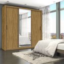 Guarda-Roupa Casal 4 Espelhos 3 Portas de Correr 4 Gavetas Max Plus Espresso Móveis Branco