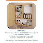 Conjunto para Banheiro Bancada em Porcelanato com Cuba Esculpida, Armário e Espelheira Ripy Bumi 60cm Amarelo/Wood