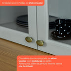 Cozinha Completa Modulada 6 Peças com Cristaleira Emily Espresso Móveis Cinza/Nature