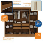 Guarda-Roupa Casal 8 Portas 4 Gavetas Jatobá Yescasa 100% MDF Cinamomo/Off White