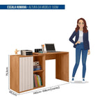 Escrivaninha Mesa Escritório Start 1 Porta 140cm Freijó e Off White Espresso Móveis