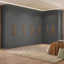 Guarda-Roupa Modulado de Canto 11 Portas 4 Gavetas Paris Maxel Off White/Cinamomo