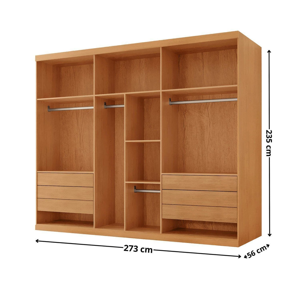 Guarda-Roupa Casal 6 Portas 6 Gavetas Vision Rufato 100% MDF Marrom/Marromle/Off White