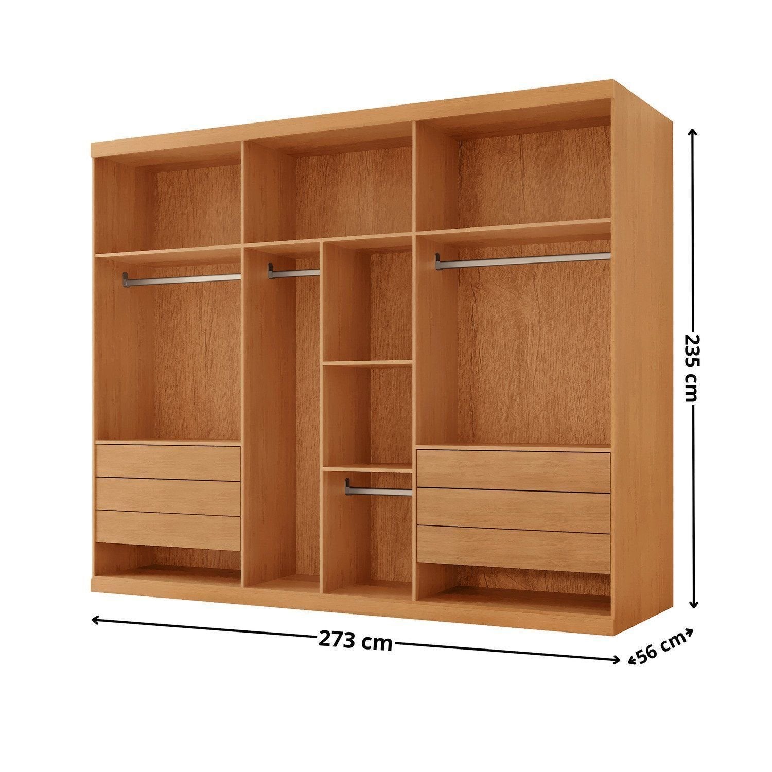 Guarda-Roupa Casal 6 Portas 6 Gavetas Vision Rufato 100% MDF Marrom/Marromle/Off White