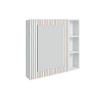 Conjunto para Banheiro Bancada em Porcelanato com Cuba Esculpida, Armário e Espelheira Ripy Bumi 80cm Branco