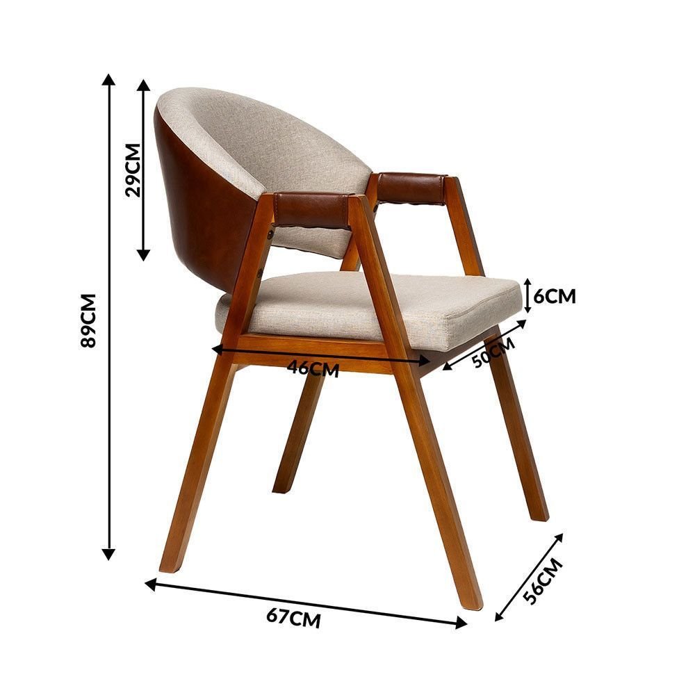Kit 4 Cadeiras Sala de Jantar Premium com Braço Madeira Maciça Movellu Home