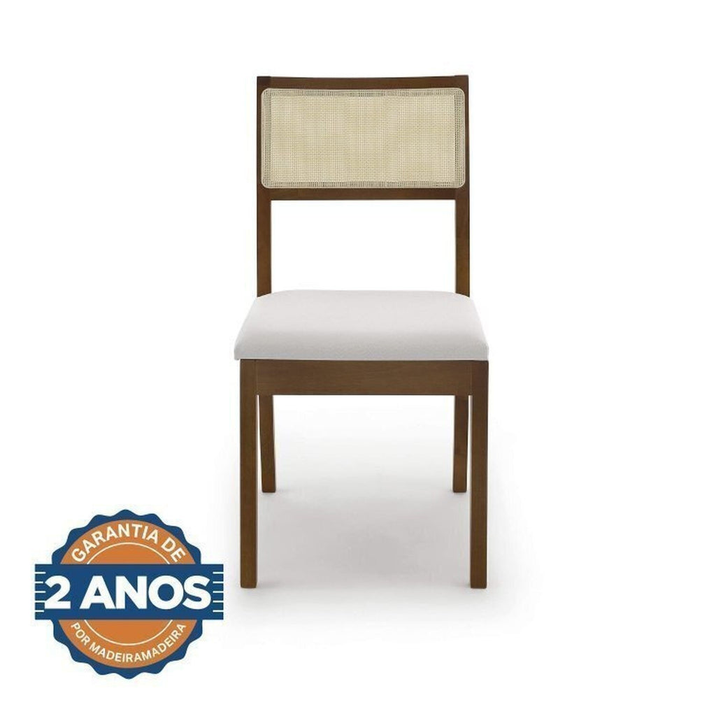 Conjunto Sala de Jantar Tangará Tiê Mesa com 4 Cadeiras Madeira Maciça Tampo MDF e Vidro CabeCasa MadeiraOriginals Bege/Cara