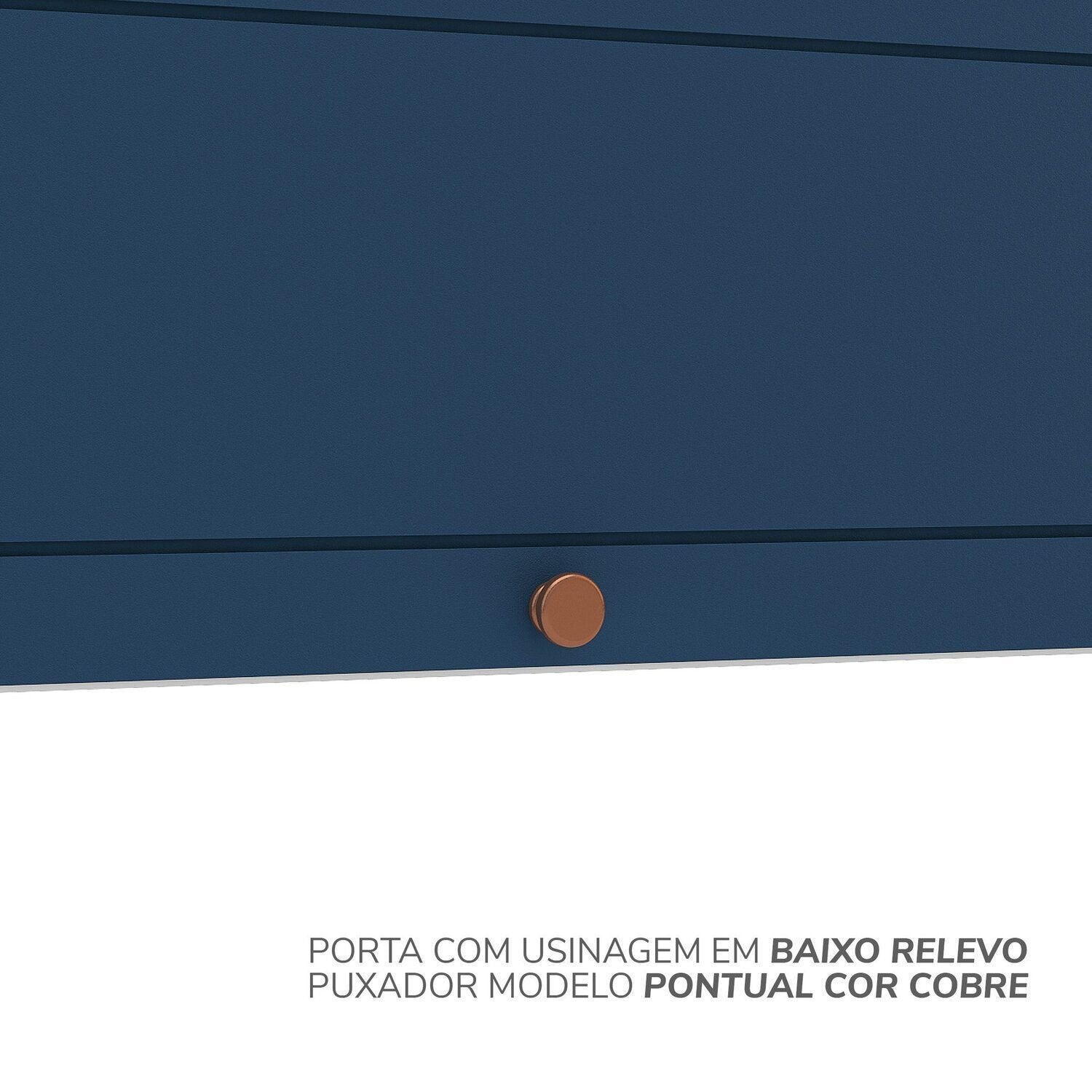 Cozinha Completa Modulada Pérola Yescasa 9 Peças Torre Quente Aéreo Balcão Basculante Canto Rodapé Branco/Azul