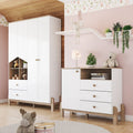 Conjunto Quarto Infantil Guarda-Roupa e Cômoda Yuri Branco/Jequitibá Espresso Móveis