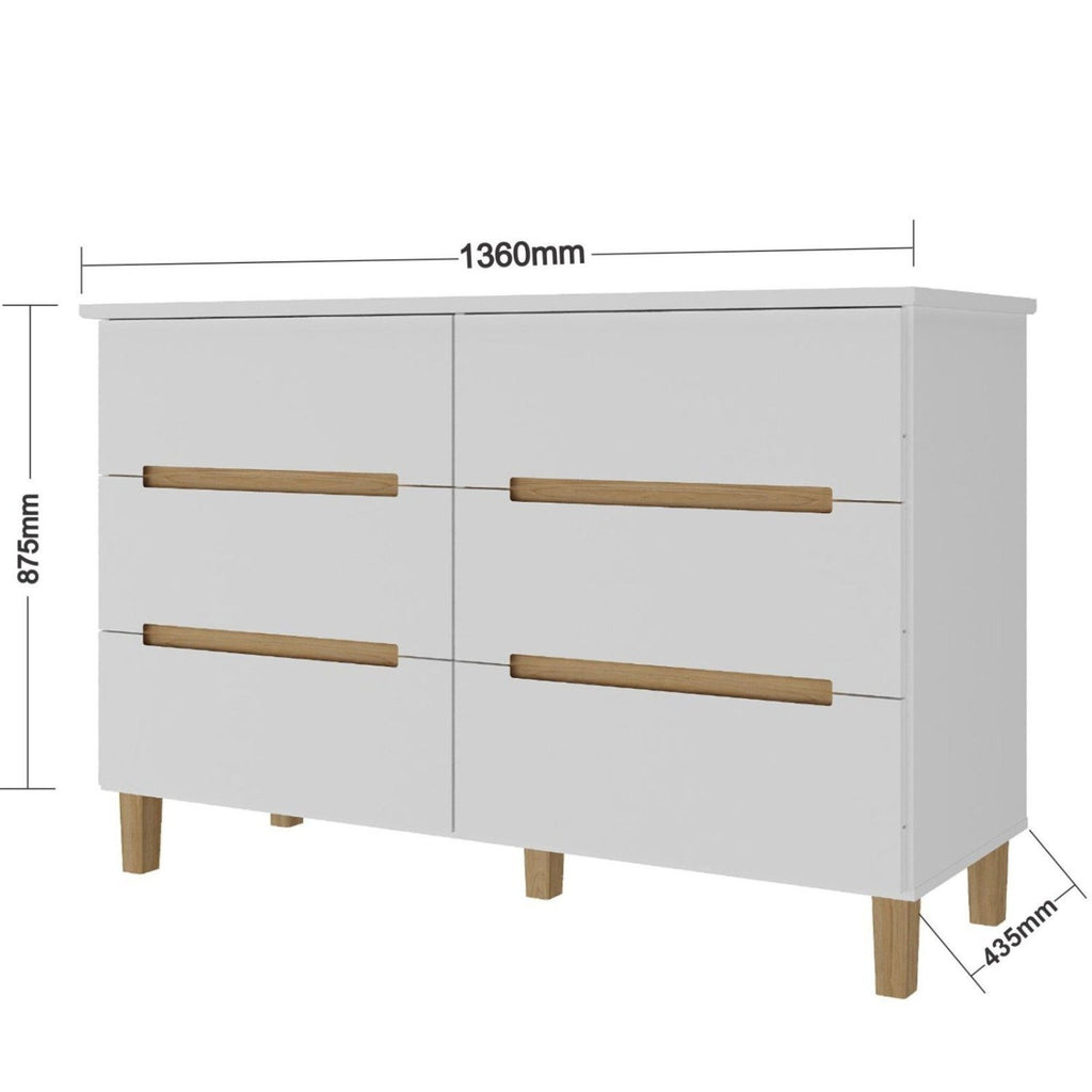 Quarto Infantil Completo Guarda-Roupa e Cômoda Sky Yescasa Branco/Olmo Italiano