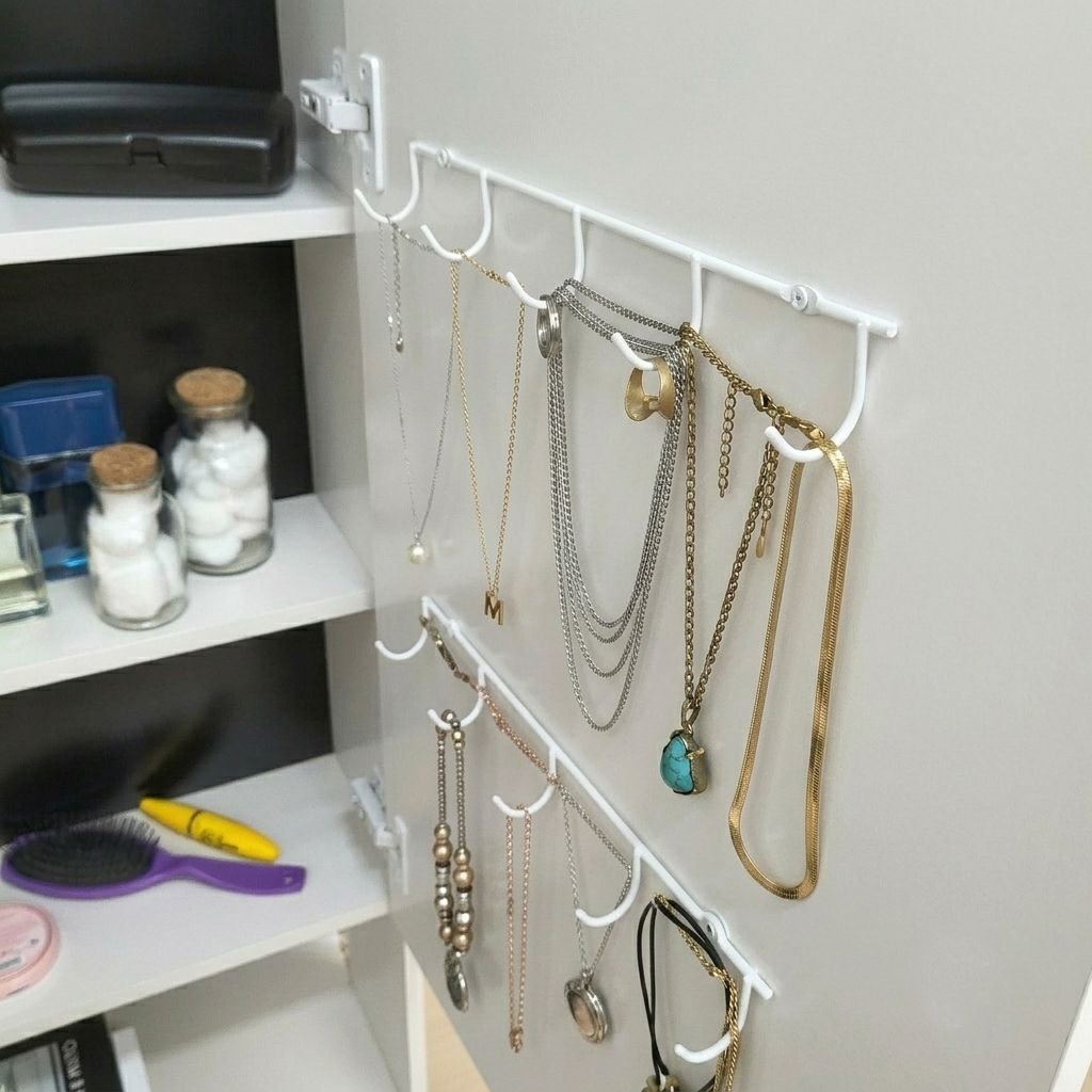 Espelho de Chão Grande Retangular 175x49cm 2 Prateleiras Porta Acessórios Retrô PE2024 Tecno Mobili Branco