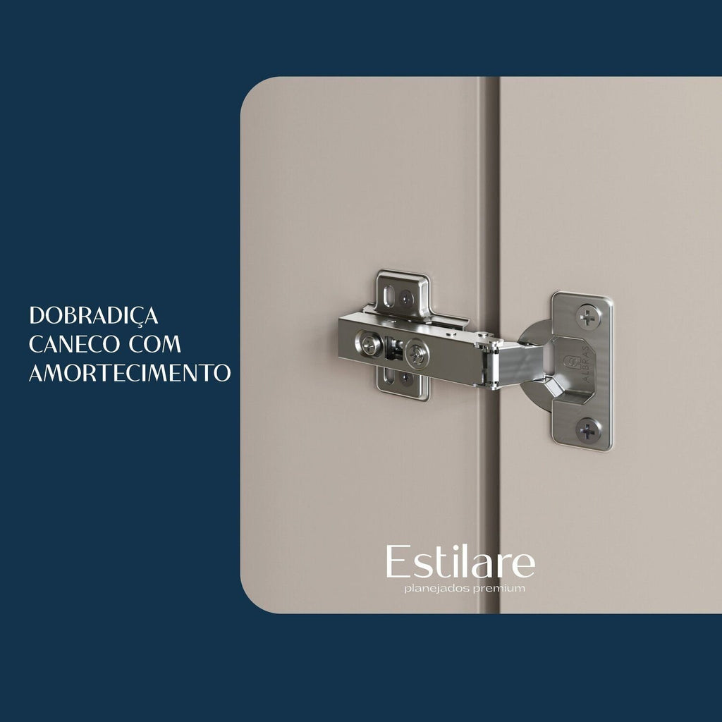 Armário Espelheira para Banheiro Athlone Estilare 3 Portas com Prateleira 76cm Bege/Nude
