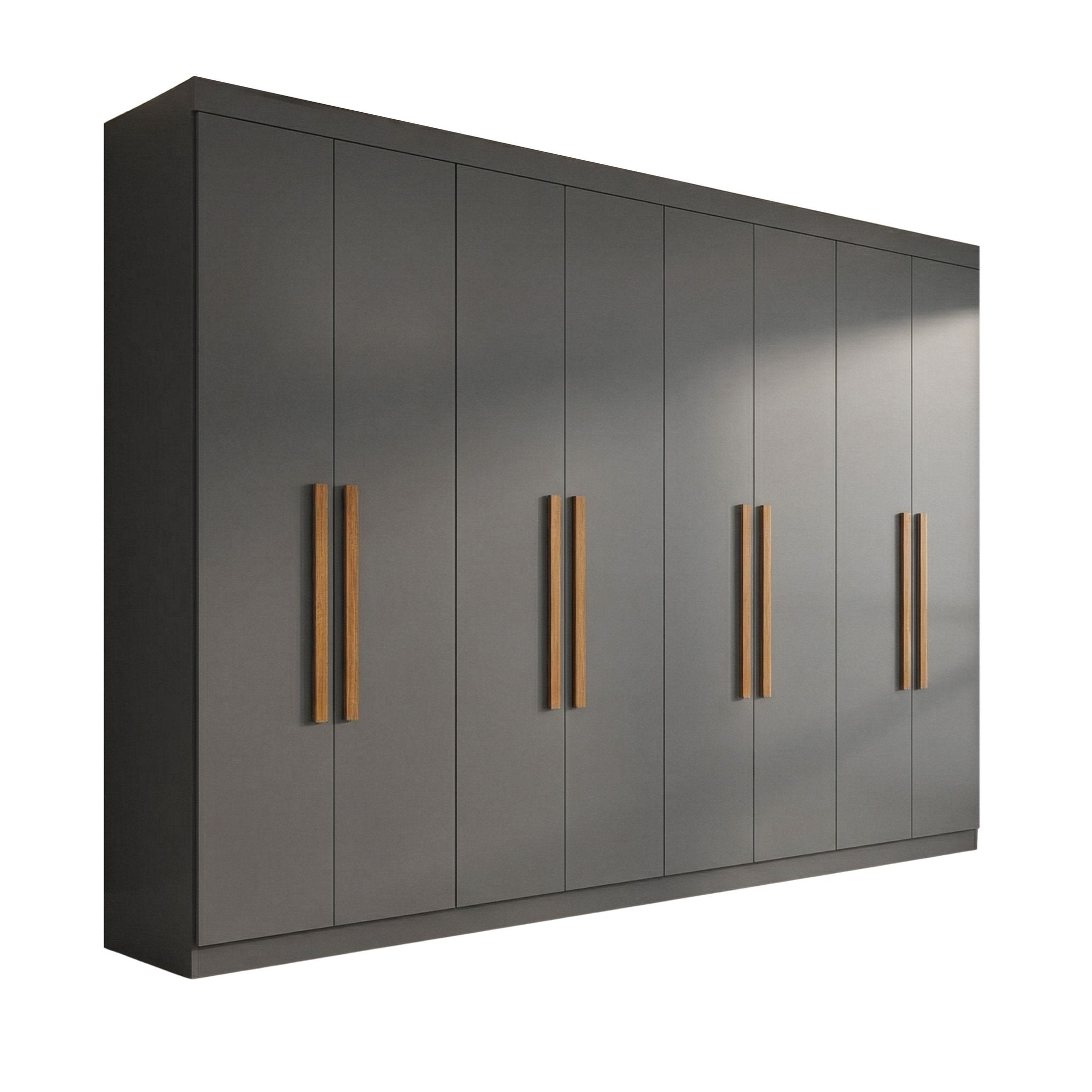 Guarda-Roupa Casal 8 Portas 4 Gavetas Paris Espresso Móveis 100% MDP Cinza/Ônix
