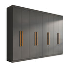 Guarda-Roupa Casal 8 Portas 4 Gavetas Paris Espresso Móveis Cinza/Ônix
