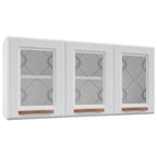 Armário de Cozinha Aéreo Triplo em Aço 3 Portas de Vidro 120cm Mirage New Telasul Branco