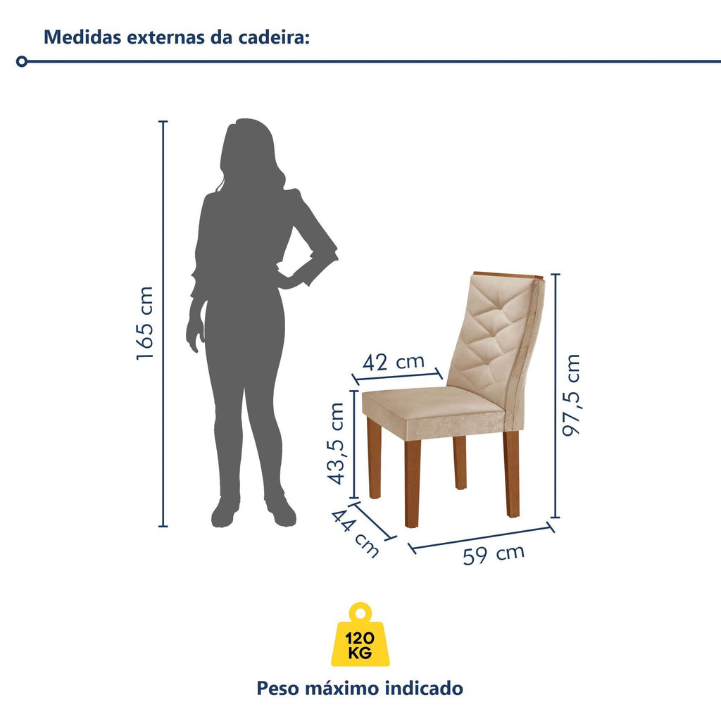 Conjunto Sala de Jantar Mesa Redonda Tampo MDF com 4 Cadeiras Barcelona Yescasa