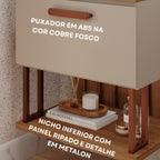 Gabinete Suspenso com Cuba, Painel Ripado e Espelheira 60cm Mari Espresso Móveis Bege/Cappuccino