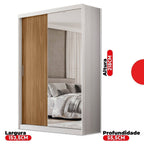 Guarda-Roupa Casal 2 Portas de Correr 4 Gavetas London Demóbile 100% MDF Branco/Amêndola