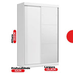 Guarda-Roupa Solteiro 2 Portas de Correr 2 Gavetas com Espelho Peônia Yescasa Branco