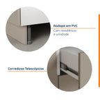 Balcão Pia 120cm sem Tampo com Rodapé Puxador 150mm Ipanema CabeCasa MadeiraOriginals Branco/Fendi Trama