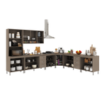 Armário de Cozinha Modulada Completa Fidelitá Paris 7 Peças 600cm 16 Portas 6 Gavetas com Tampo