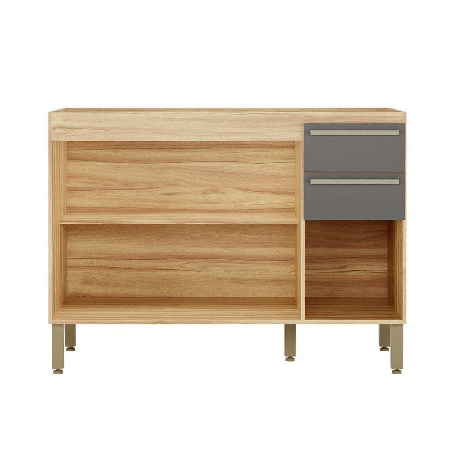 Balcão de Cozinha para Pia 3 Portas 2 Gavetas 120cm sem Tampo Itália Espresso Móveis Amêndoa/Chumbo