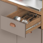 Balcão de Cozinha para Pia 3 Portas 1 Gaveta 120cm sem Tampo Marti Yescasa Mel/Fendi Cinza