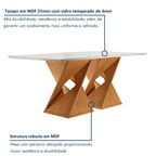 Conjunto Sala de Jantar Mesa Retangular Tampo Vidro com 8 Cadeiras Barcelona Yescasa