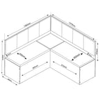 Conjunto Canto Alemão Baú com Mesa Retangular 120x80cm Tampo Vidro e 2 Cadeiras Yescasa