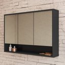 Armário Espelheira para Banheiro Bari Art in Móveis 3 Portas com Nicho 90cm Bege/Arenas