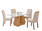Conjunto Sala de Jantar Mesa Retangular Tampo Vidro/MDF Agata com 4 Cadeiras Paola Marrom Cimol