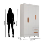 Quarto Bebê Infantil com Guarda-Roupa 4 Portas e 2 Gavetas e Cômoda 4 Gavetas Branco Móveis Leão