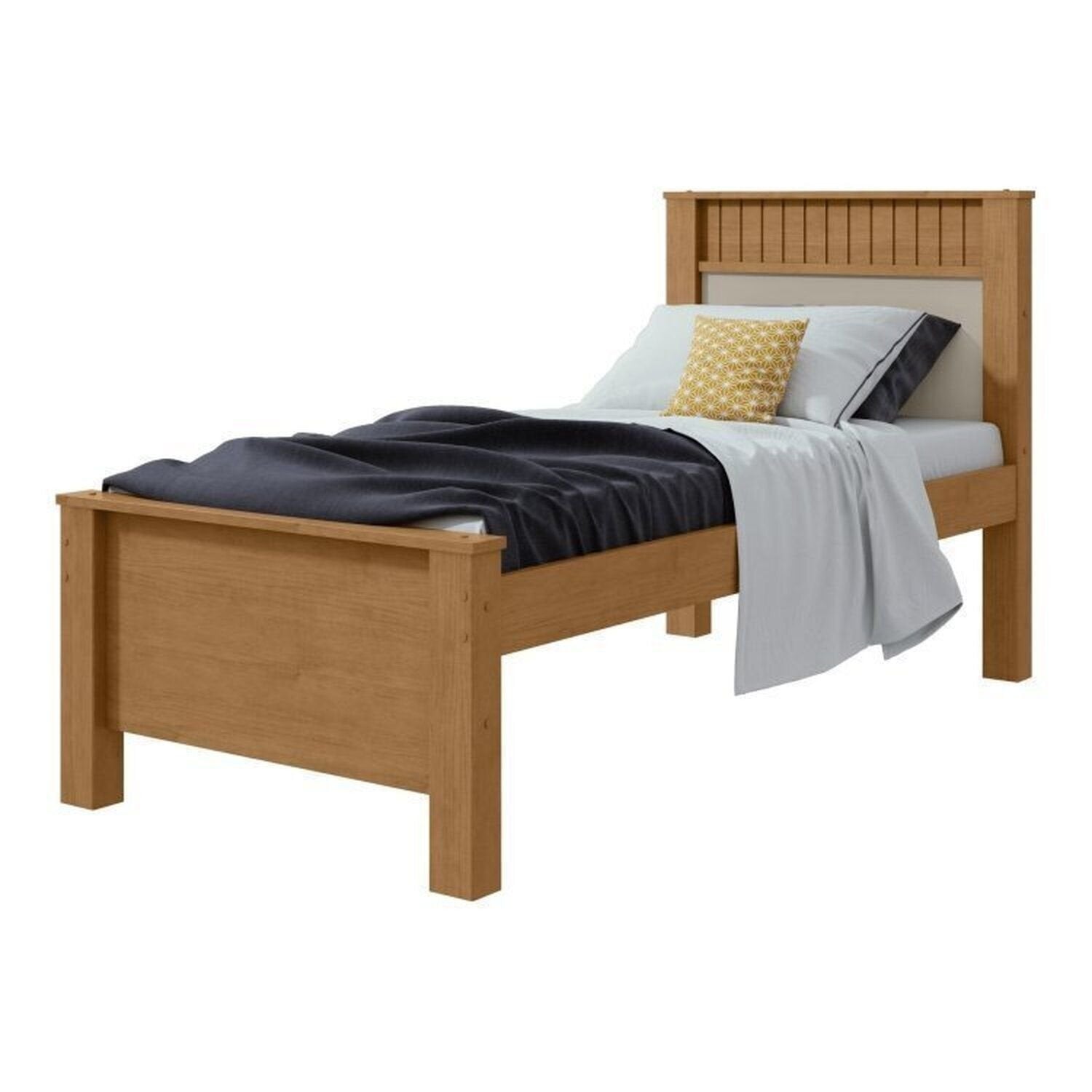 Kit Quarto Infantil 3 Peças com 2 Camas Solteiro e Mesa de Cabeceira Athenas Maggiore Amêndoa Clean