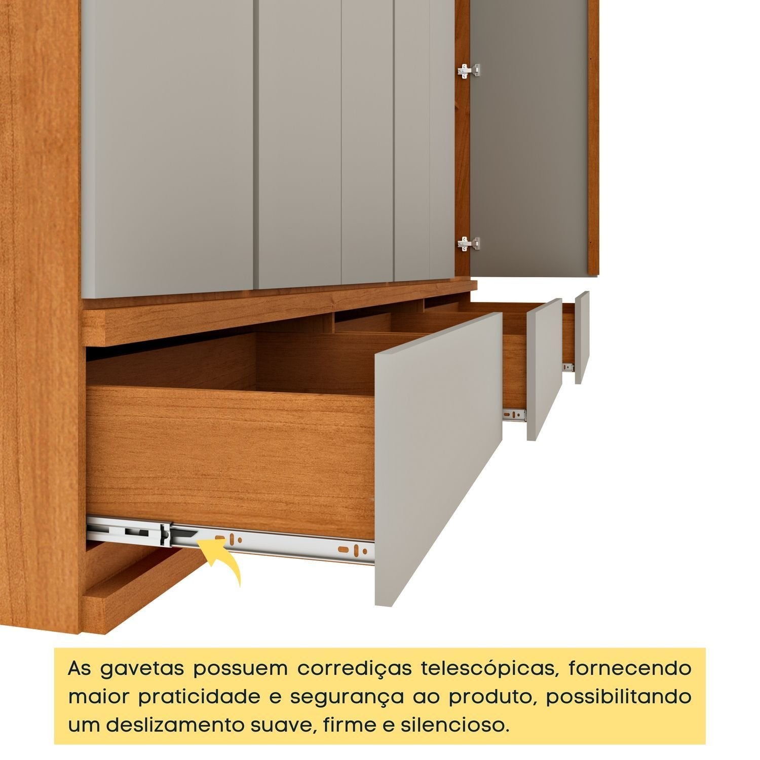 Guarda-Roupa Casal 6 Portas 9 Gavetas 270cm Tóquio Yescasa 100% MDF Bege/Cinamomo/Off White
