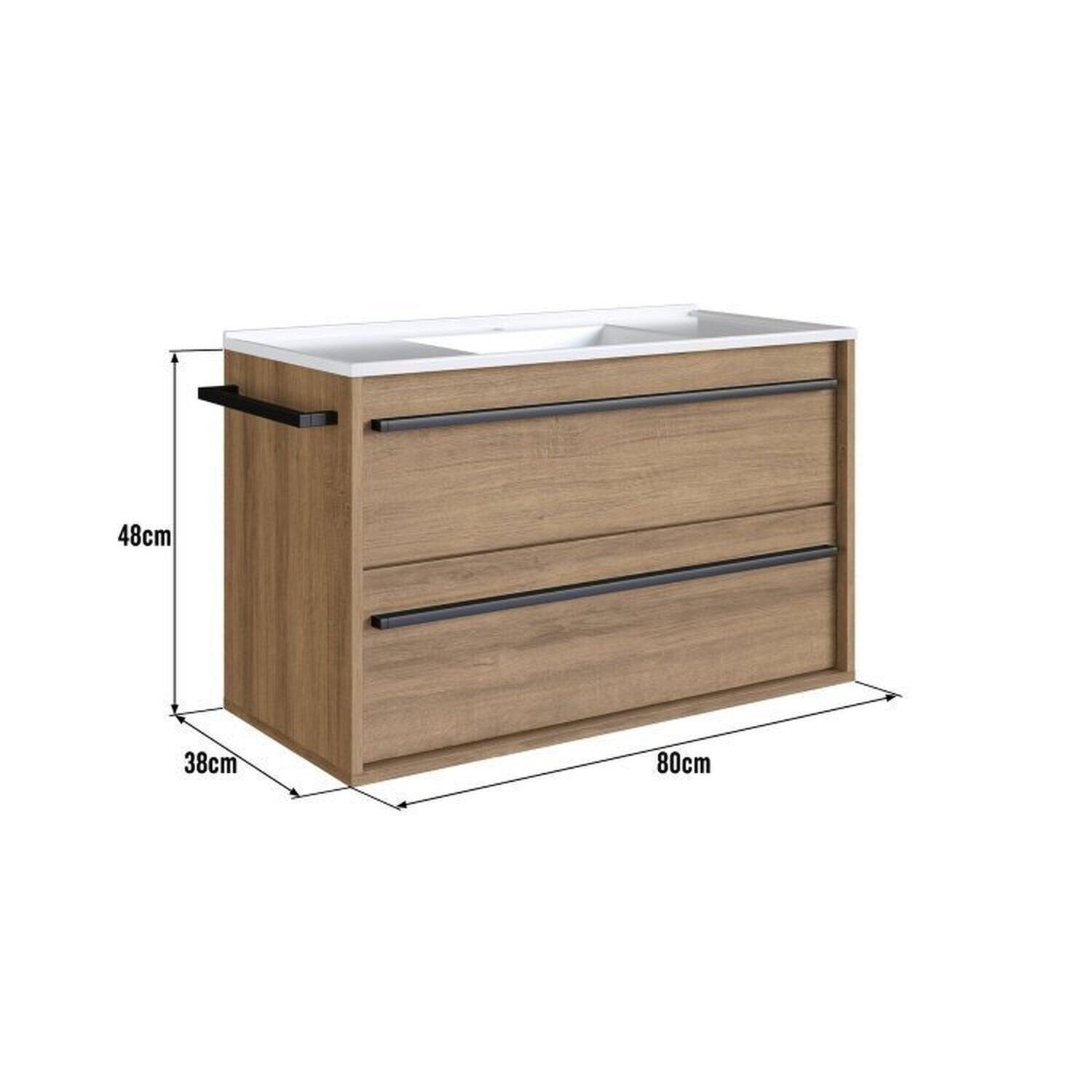 Conjunto para Banheiro Gabinete Suspenso 80cm com Cuba e Espelheira Prodecor CJ8030.20 Marrom/Mel